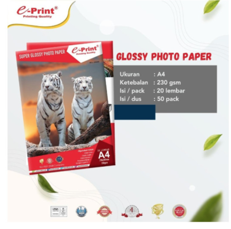 kertas-foto-super-glossy-photo-paper-e-print-a4-230-gsm-isi-20-lembar-with-back-print-instant-dry-tahan-air-vivid-color-pak
