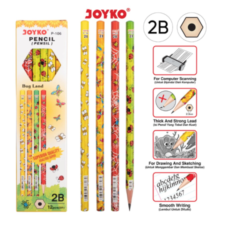 pencil-pensil-joyko-p-106-2b-bug-land-1-box-12-pcs