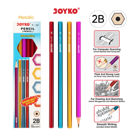 pensil-pencil-joyko-p-107-metallic-2b-1-box-12-pcs