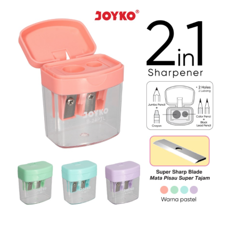 rautan-serutan-sharpener-joyko-b-24ptl-2-in-1-pastel-color