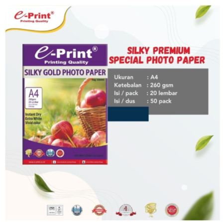 kertas-foto-silky-gold-photo-paper-e-print-a4-260-gsm-isi-20-lembar-instant-dry-water-resistant-pak