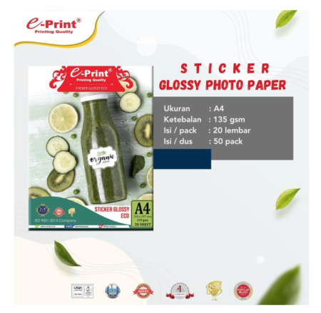 kertas-foto-sticker-glossy-photo-paper-e-print-a4-135-gsm-isi-20-lembar-sticker-botol-kemasan-produk-pak