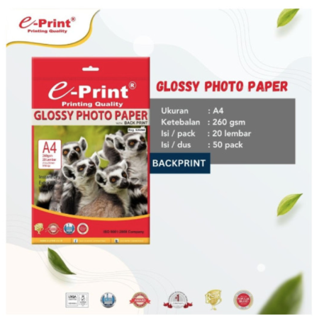 kertas-foto-glossy-photo-paper-e-print-a4-260-gsm-isi-20-lembar-with-back-print-instant-dry-tahan-air-vivid-color-pak