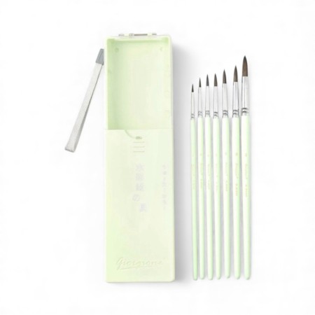 kuas-lukis-runcing-round-paint-brush-set-7-pcs-bulu-binatang-green-g-mk007