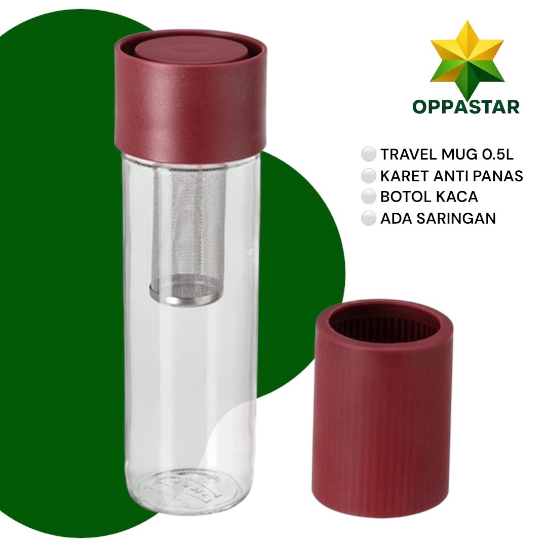 tumbler-botol-air-minum-infused-tahan-panas-travel-mug-clear-glass-silicone-dark-red-05-l-ikea-efterstrva-30480003