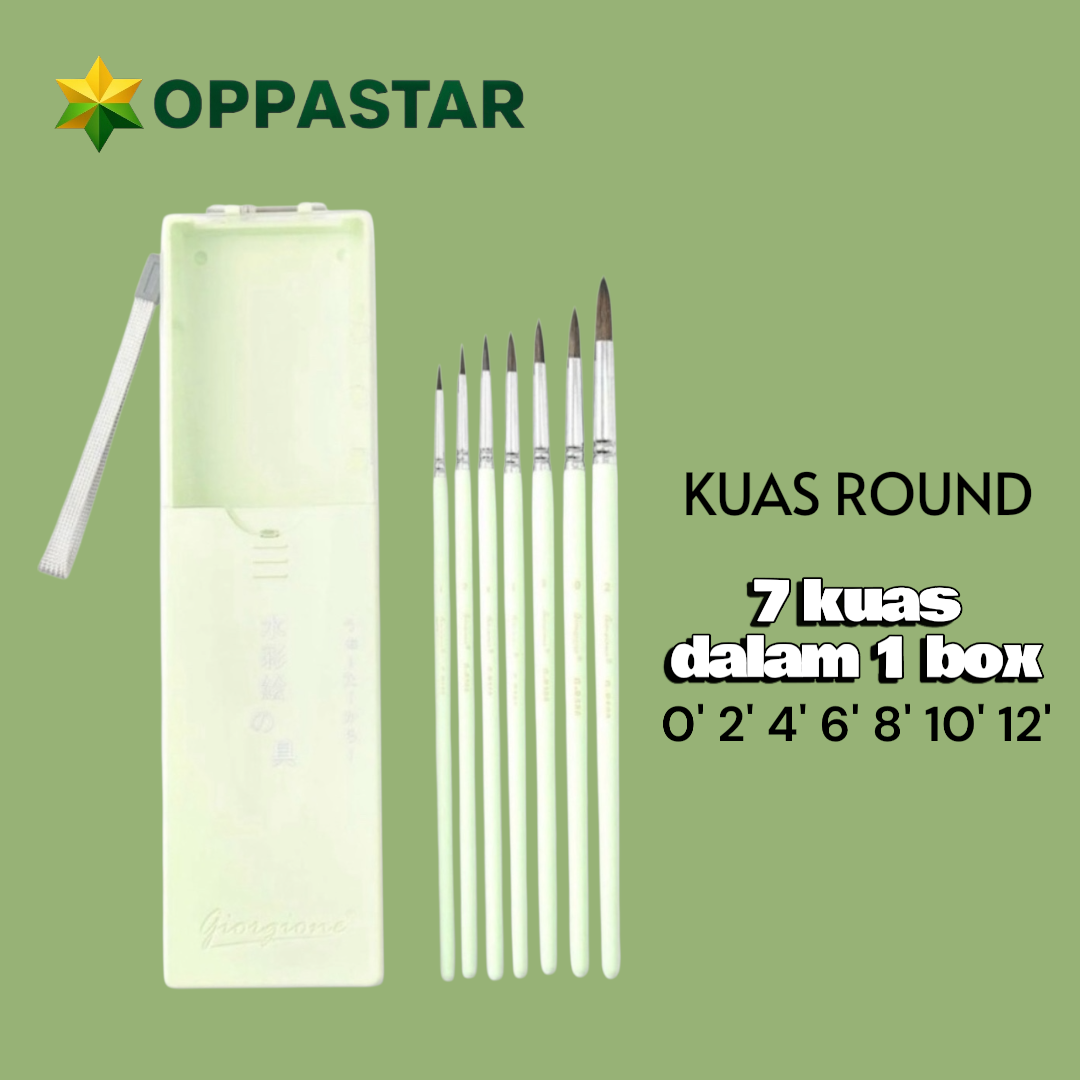 kuas-lukis-runcing-round-paint-brush-set-7-pcs-bulu-binatang-green-g-mk007