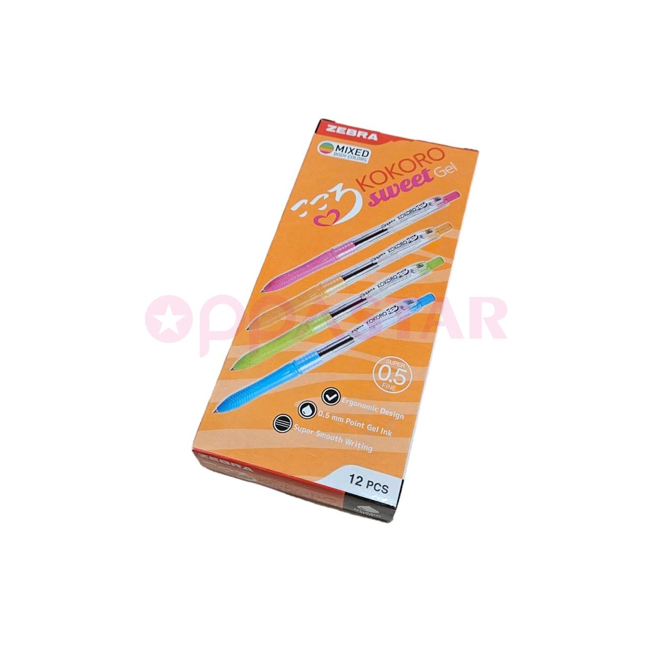 gelpen-05-zebra-kokoro-sweet-tinta-hitam-pack-12pc