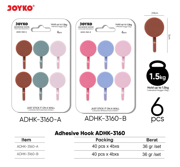 gantungan-adhesive-hook-joyko-adhk-3160-tempel-dinding-perekat-harga-set-isi-6-pc