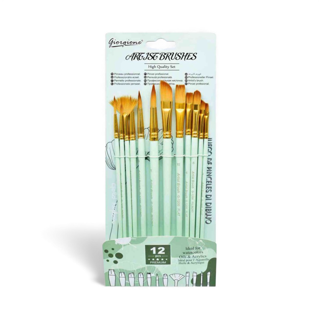 kuas-lukis-set-nylon-paint-brush-set-12-pcs-premium-giorgione-g-1200s-green
