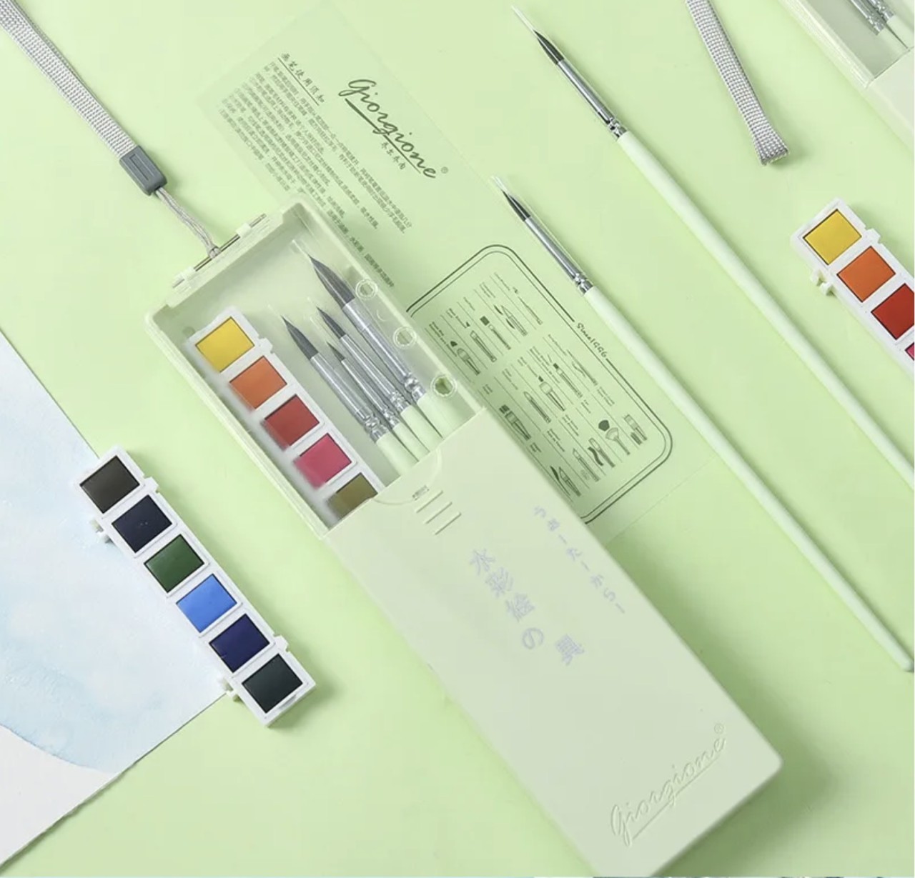 cat-air-lukis-watercolor-pocket-set-12-warna-4-kuas-giorgione-green-g-mk007-4c