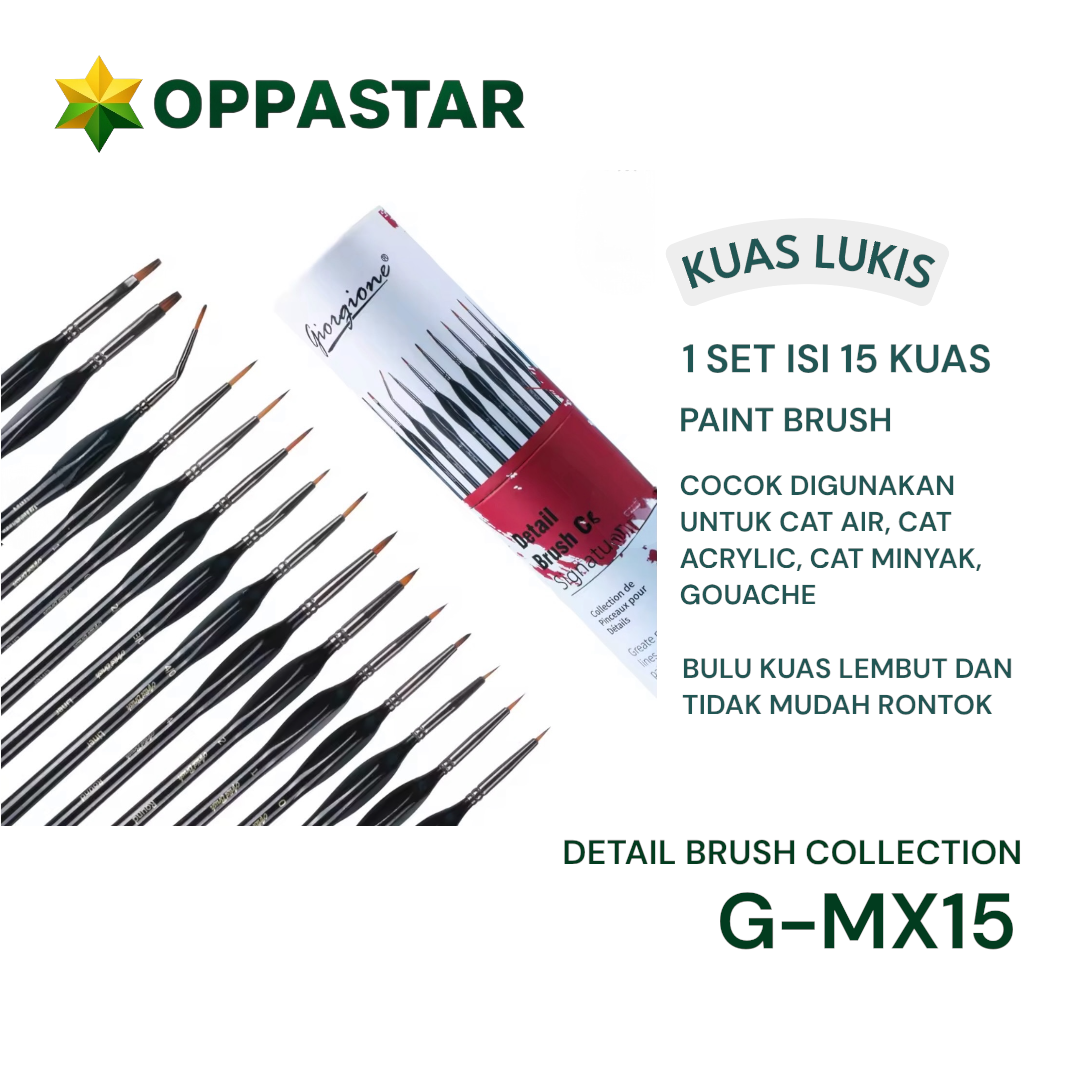 kuas-lukis-set-paint-brush-set-15-giorgione-detail-brush-collection-mx-15-green-tube