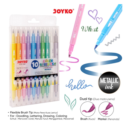 color-brush-pen-joyko-clp-061-metallic-dual-tip