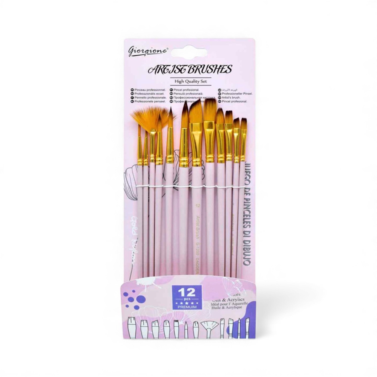 kuas-lukis-set-nylon-paint-brush-set-12-pcs-premium-giorgione-g-1200f-pink